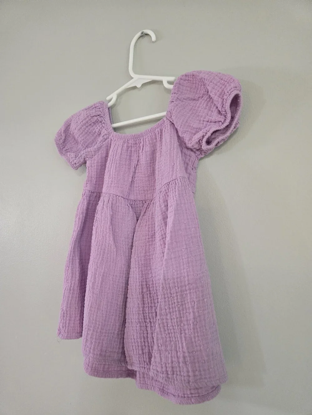 Wonder Nation Girls Lavender Purple Gauze Puff Sleeve Dress 2T